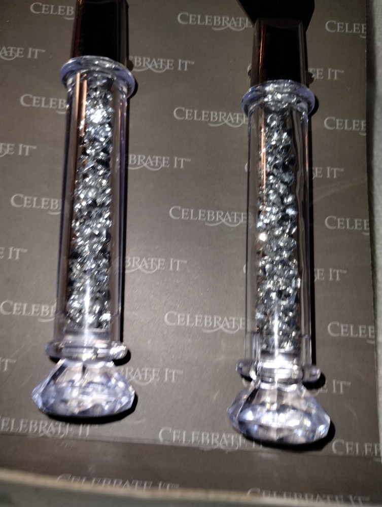 Wedding Cake Knife and Server Set with Acrylic Handle - With Bling / Refillable