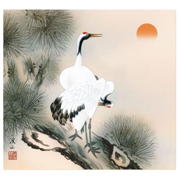 Hanging Scroll: Ito Keizan 'Two Cranes on Pine' w/ Weights