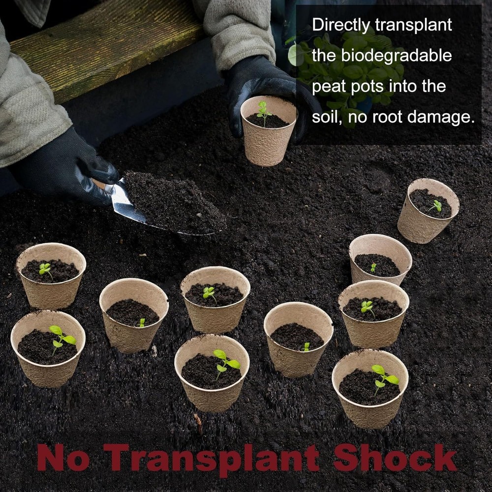 Peat Pots Seed Starter - 45 Pack 3.15 inch Biodegradable Seed Starter Pots Pe...