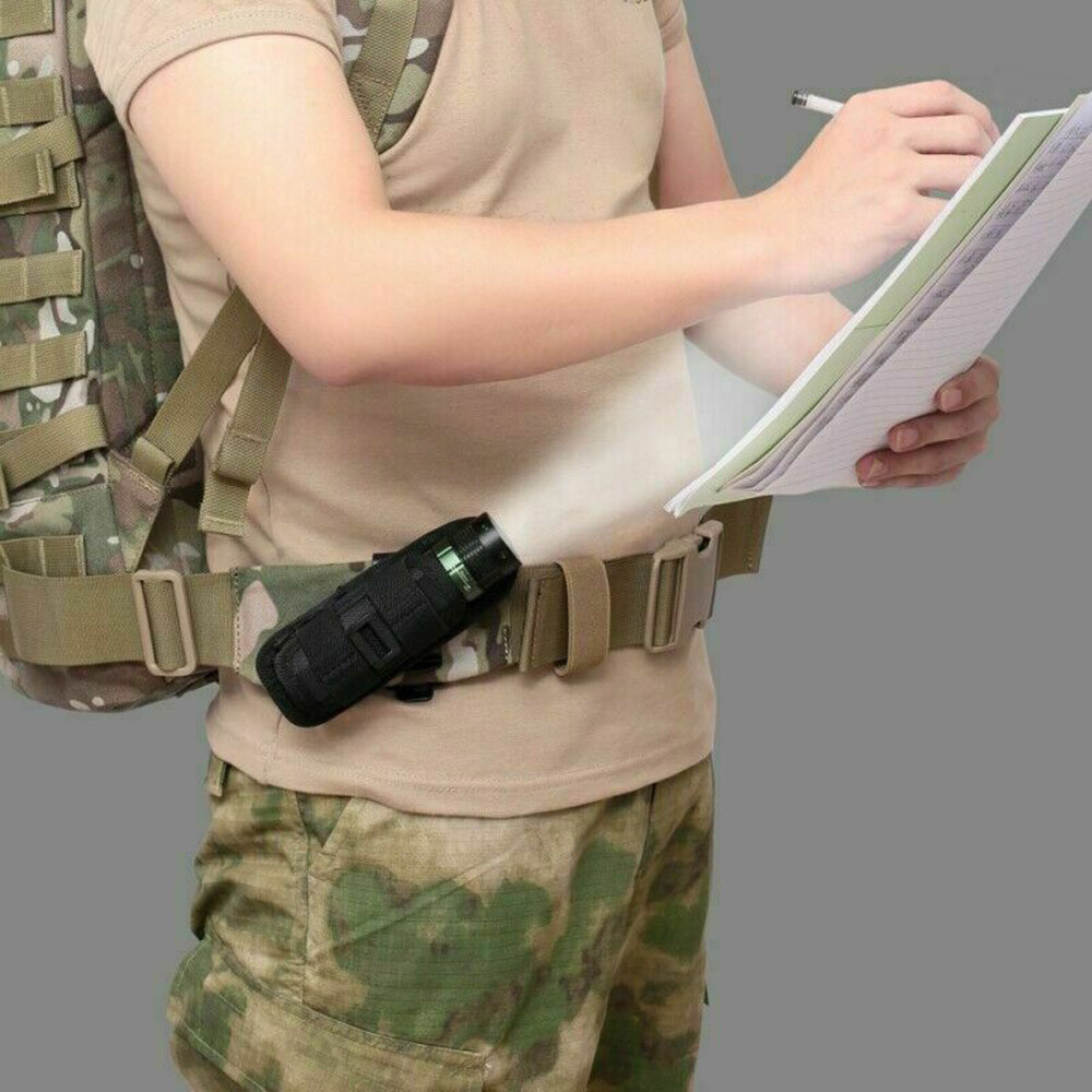 360° Rotatable Belt Flashlight Holder for Elastic Strap Tactical Molle Pack Bags