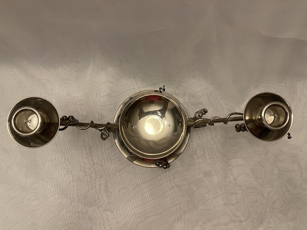 Vintage Studio Silver Smiths Silver Plated Grapevine Three Candle Holder 6 1/2H