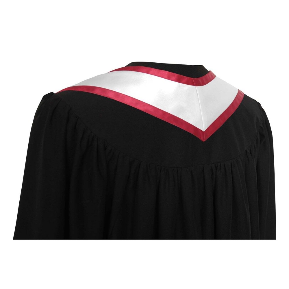 White/Red Plain Graduation Stole with Trim Color & Classic End