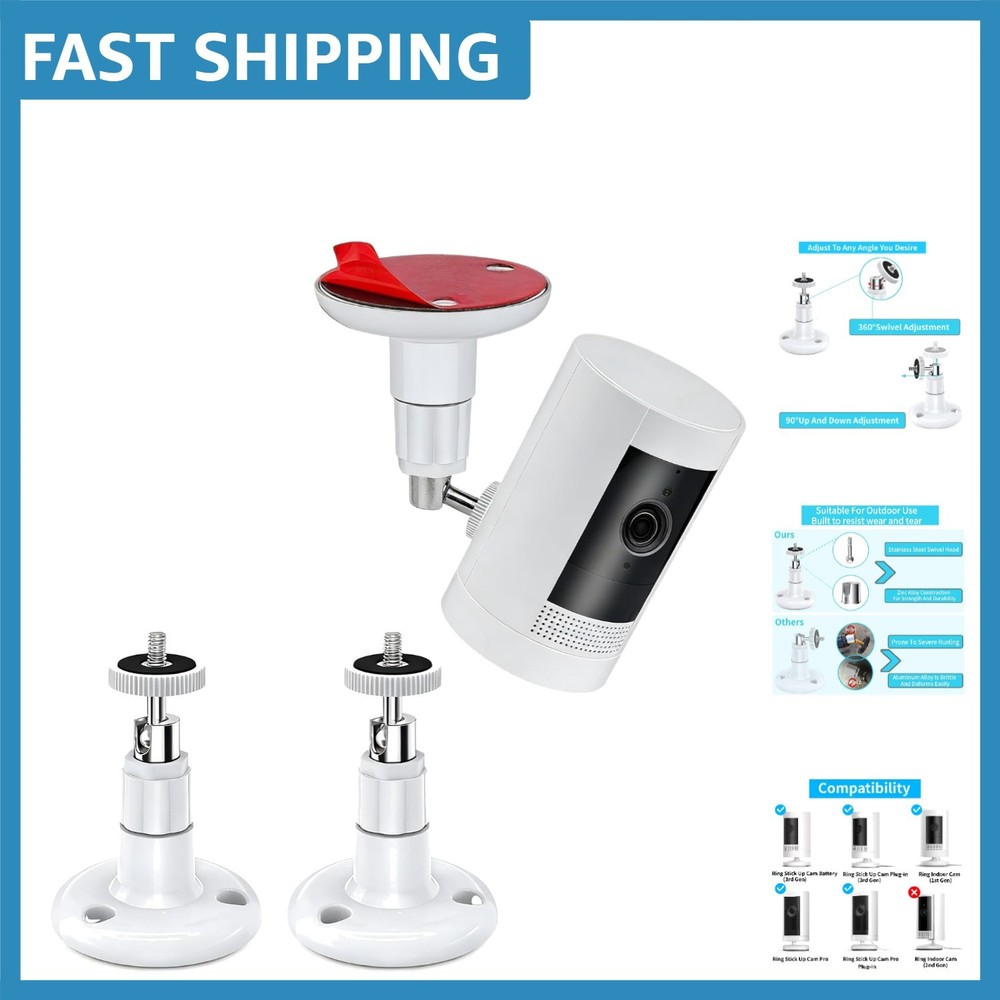 Durable Adjustable Camera Wall Mount - 2-Pack for Optimal Security Monitoring