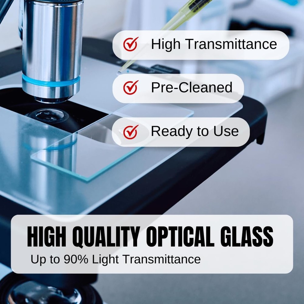 Microscope Slides and Covers, Pre-Cleaned Optical Glass, High Light Transmitt...