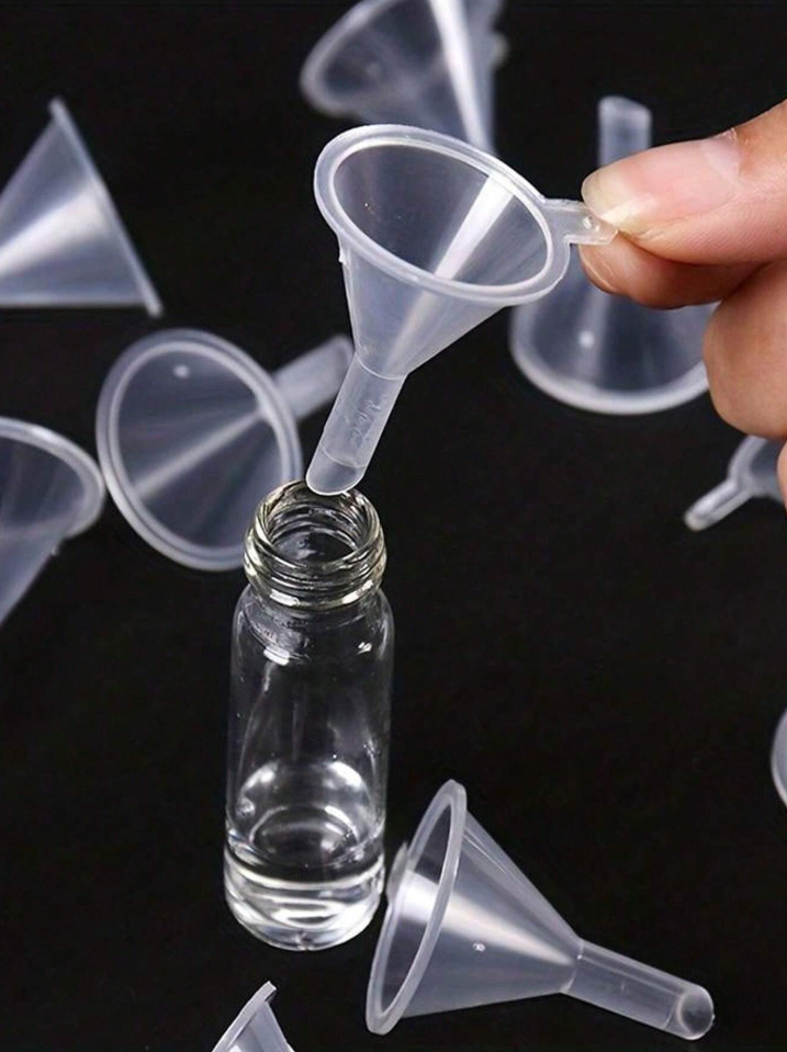 5Pcs Mini Transparent Plastic Funnels - For Oils, Perfumes, Spices & Powders