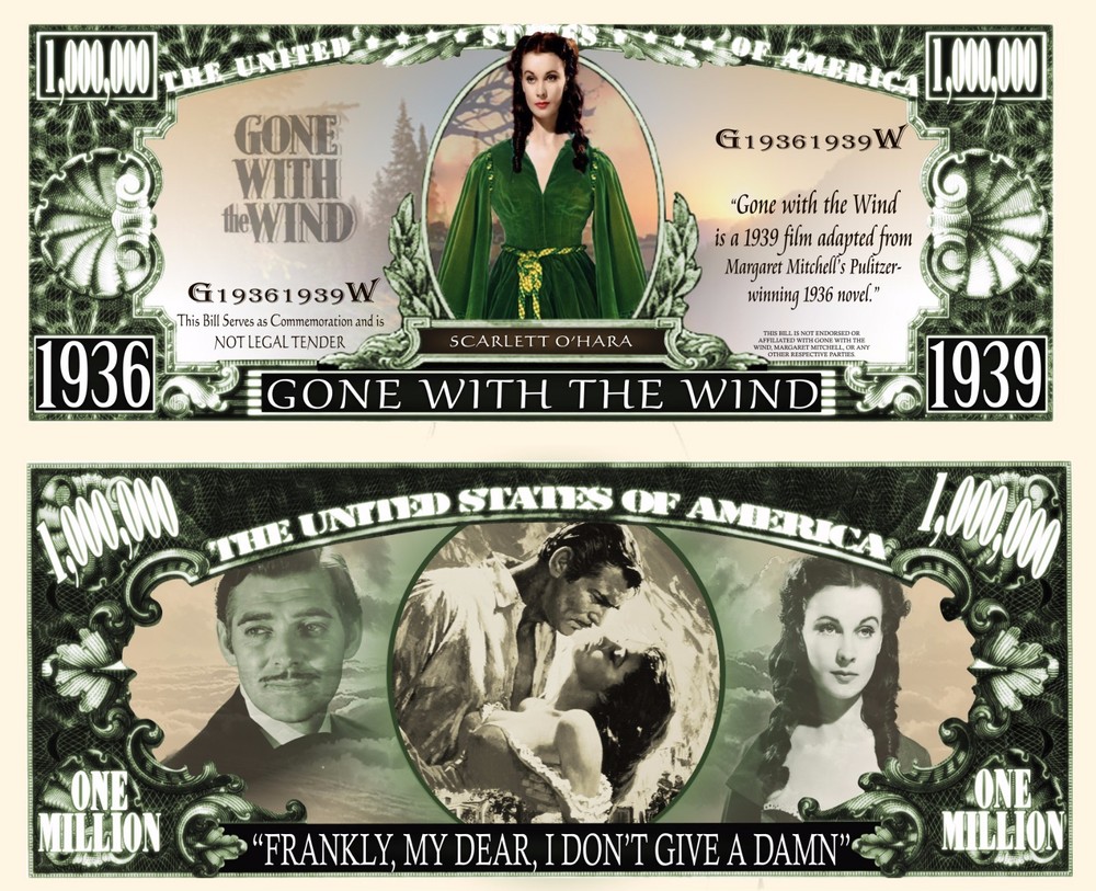OUR GONE WITH THE WIND DOLLAR BILL (2 Bills)