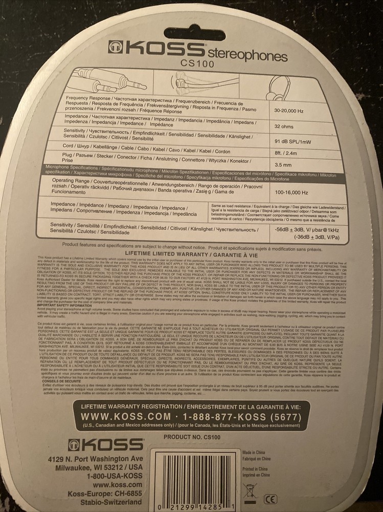 Koss CS100 Black Headband Headsets