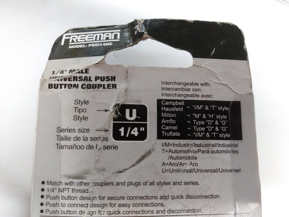 Freeman PBM14UC 1/4" Male Push Button Coupler