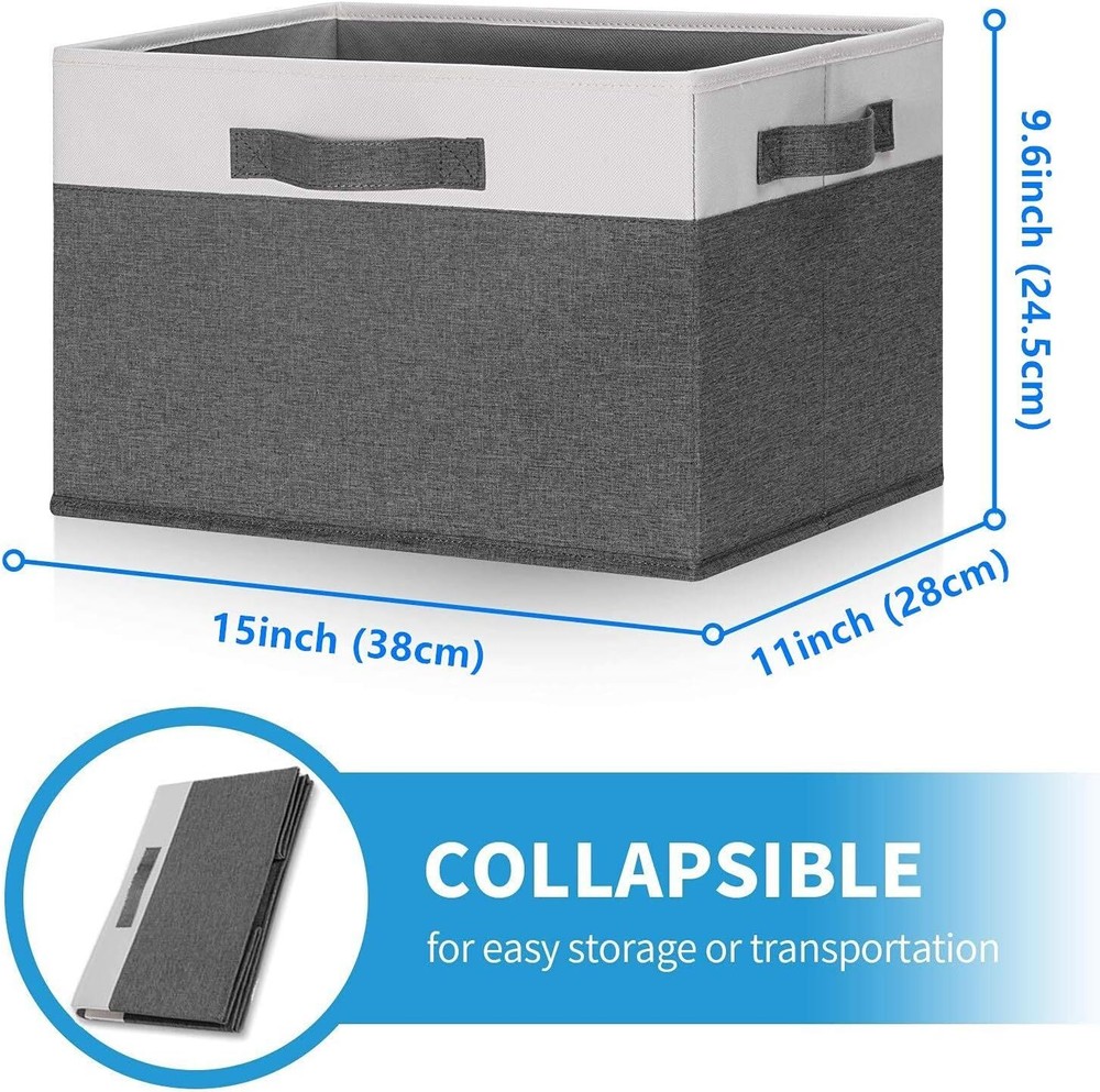 GhvyenntteS Storage Bins [3-Pack] Large Fabric Large-3 Pack, Grey-3 Pack