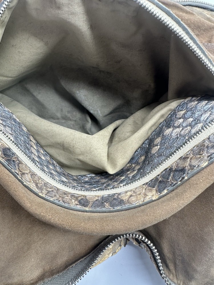 ADRIANA CASTRO PYTHON SNAKESKIN HOBO TOTE SHOULDER HANDBAG