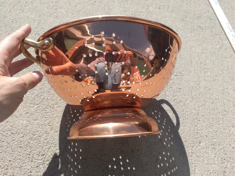 Vintage Copper Cookware Strainer Colander Handles