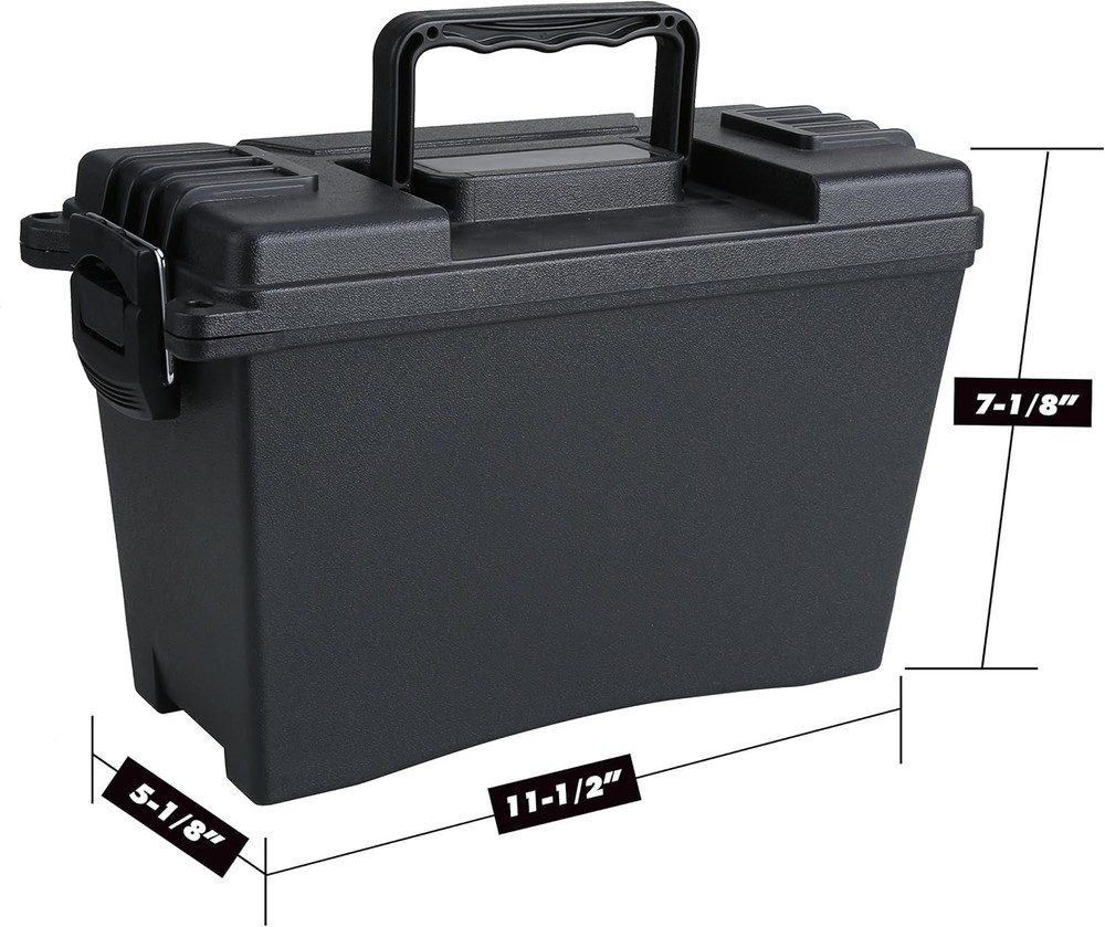 Compact Gray/Black Plastic Field Storage Box - Secure Water Tight Design