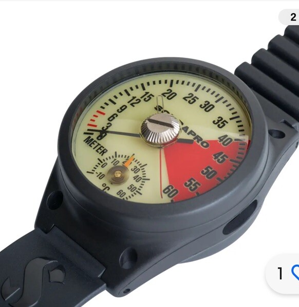 ScubaPro Depth Gauge with Boot/Wrist Strap - Metric