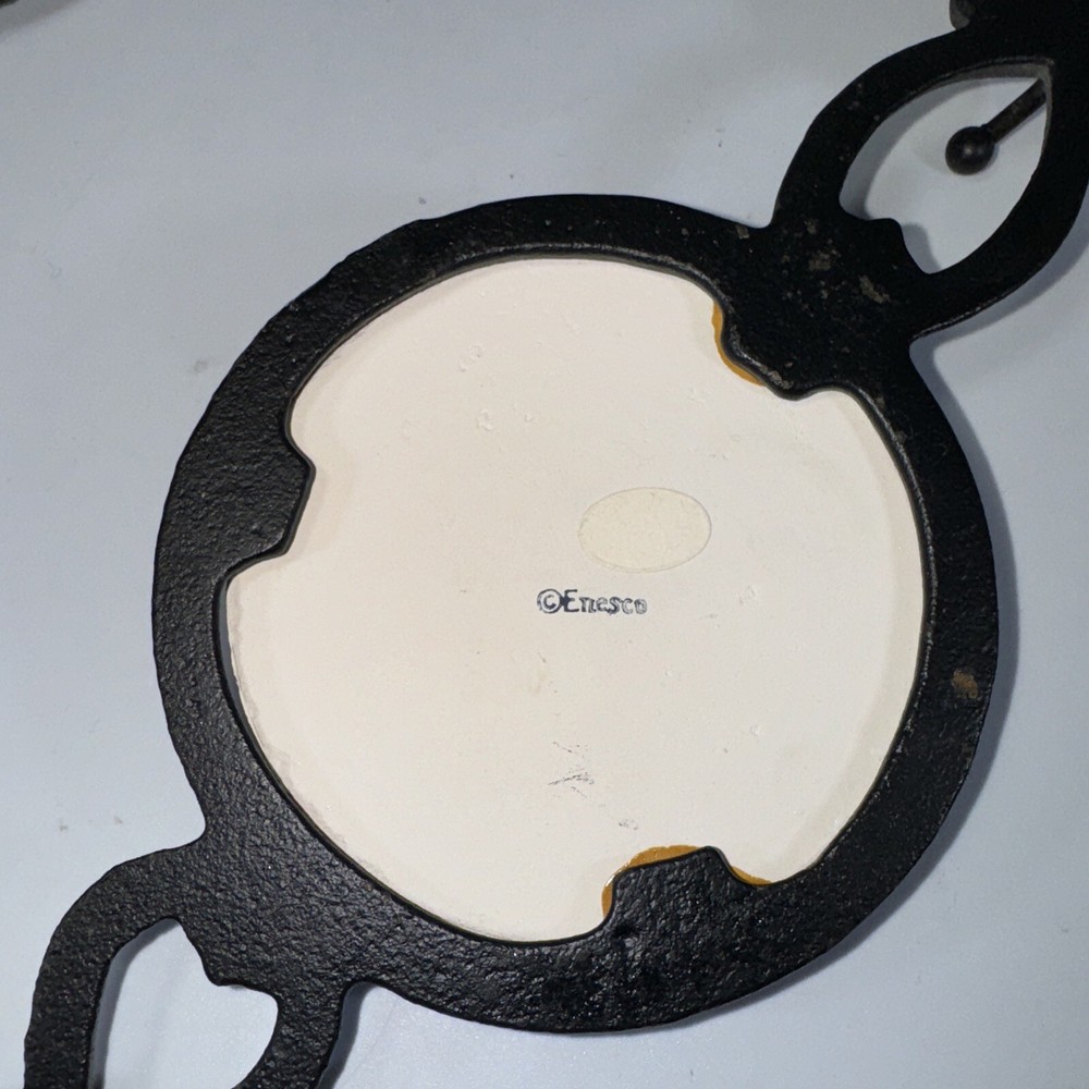 Enesco 12" Cast Iron Fork Spoon with Round Ceramic Tile Wall Hanger