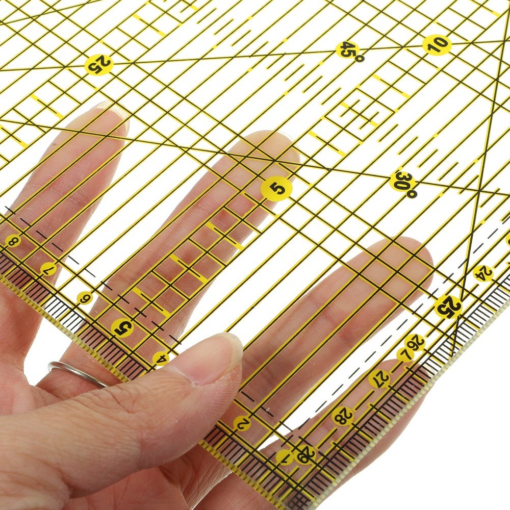 Patchwork Ruler for Quilting Projects with Non Slip Double Color Grid Lines