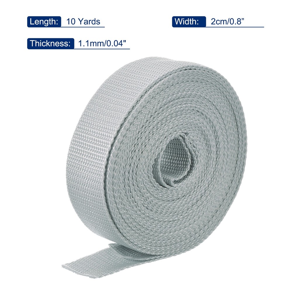 Lightweight Polypropylene Webbing Strap 0.8" 10 Yard Backpack Pale Grey