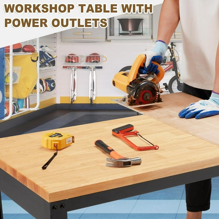 HARIPUL 48" ADJUSTABLE WORKBENCH WITH POWER OUTLETS, 2000 LBS - - Scratch & Dent