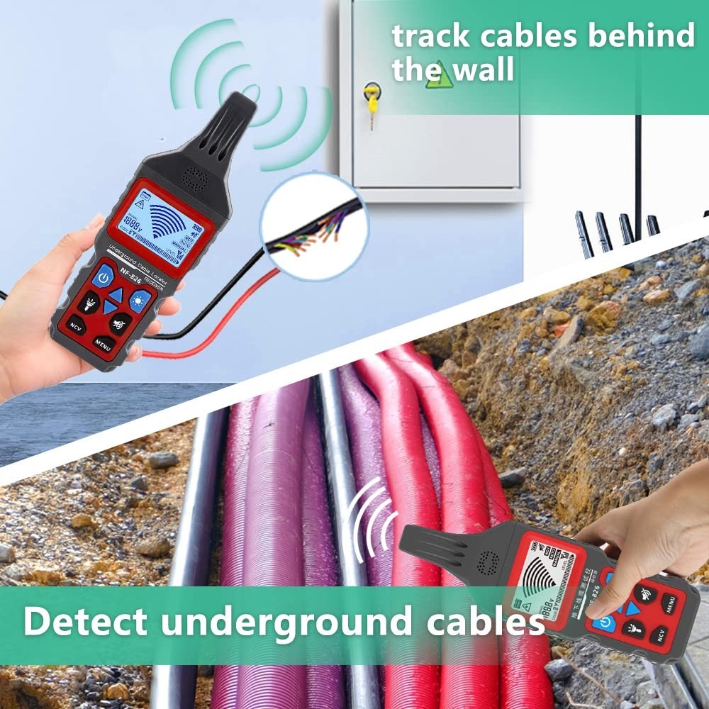 Professional Underground Cable Locator with 3000ft Detection and Voltage Meas...
