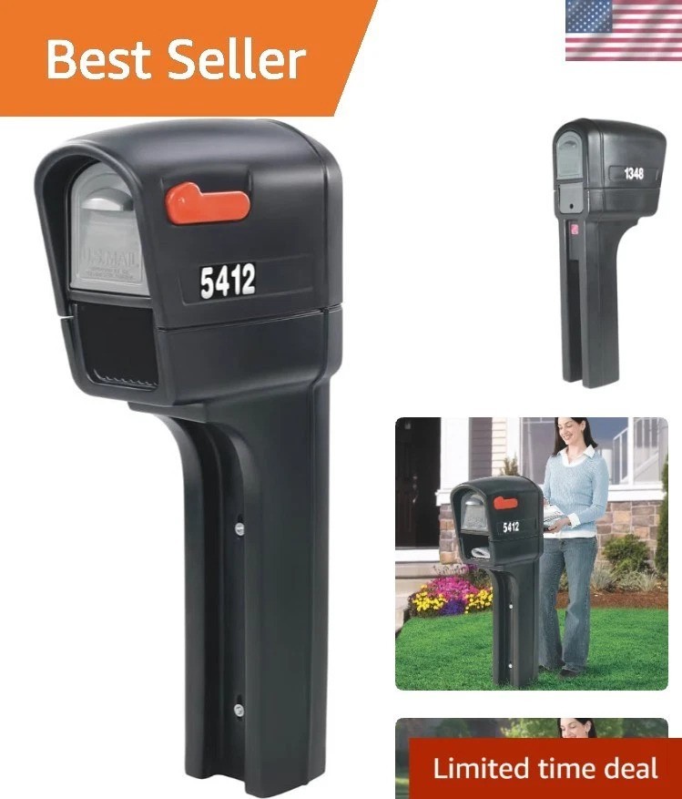 Mailbox & Post Set - MailMaster Plus Black Design, Easy to Assemble Features