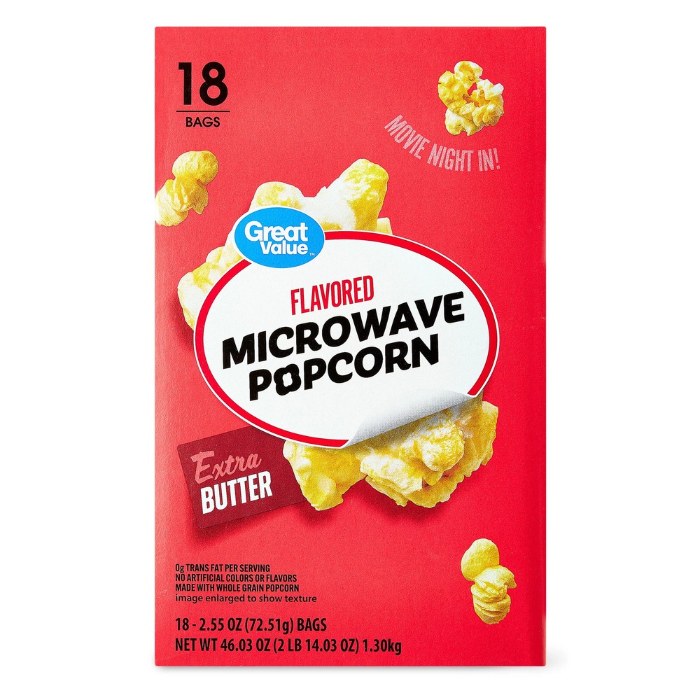 Great Value Extra Butter Flavored Microwave Popcorn oz Count