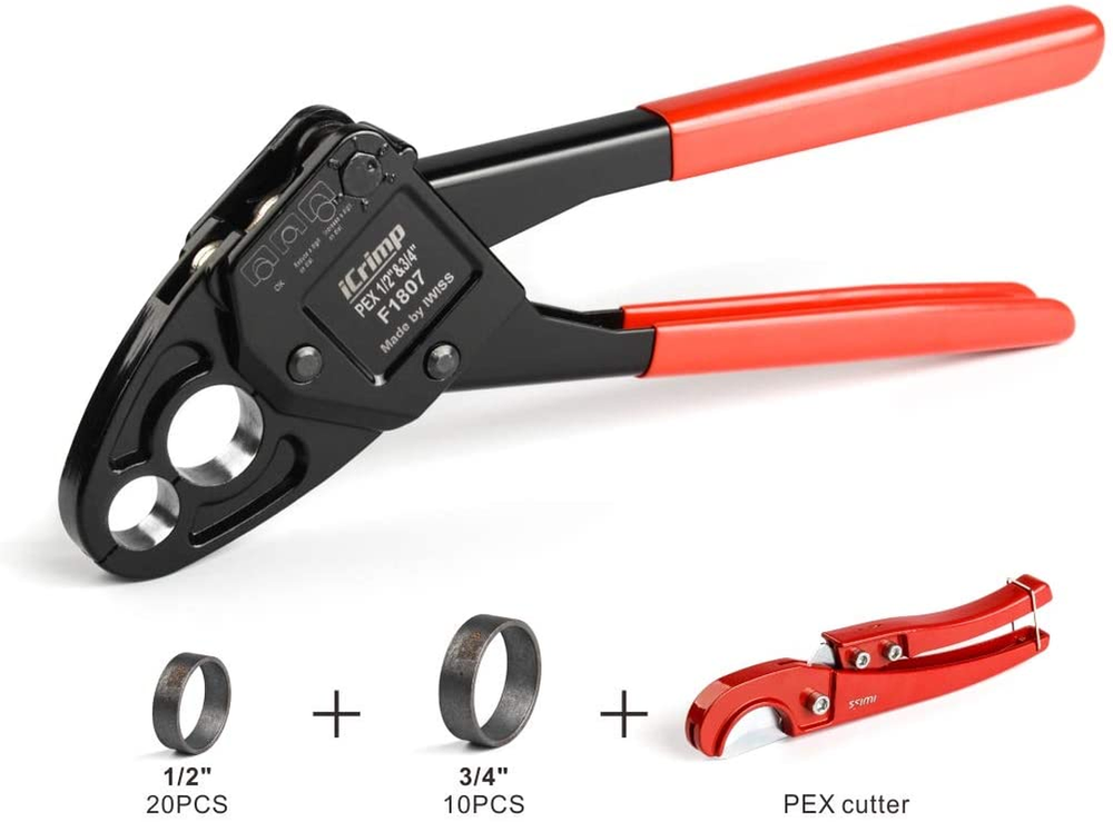 Angle PEX Crimping Tools Combo Kits Pipe Cutter Portable with Case Durable Set
