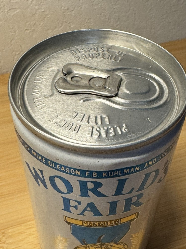 World's Fair Premium Beer - blue - Empty Beer Can Bottom Opened