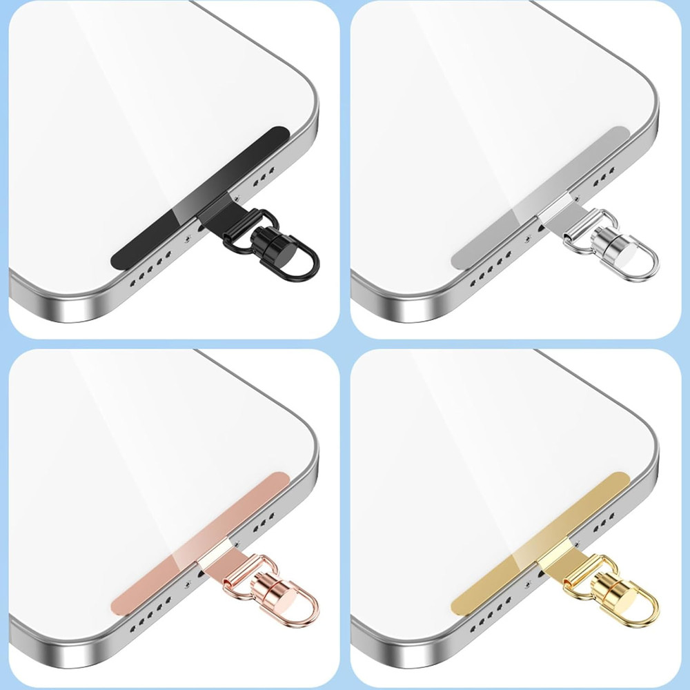 4 Pcs Cell Phone Tether Tab Phone Lanyard Tab 360° Rotatable Metal Phone Tether