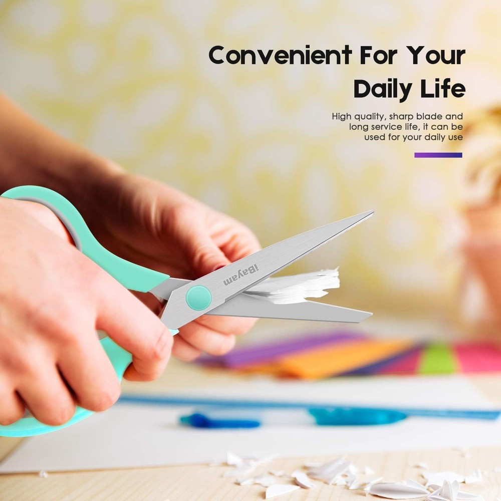 Scissors, 8" All Purpose Scissors Bulk 3-Pack, Ultra Sharp 2.5mm Thick Blade ...