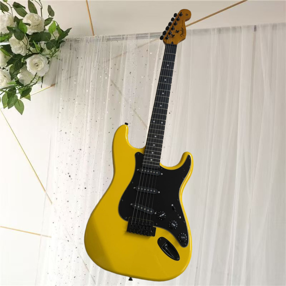 エレキギター、新品、色黄色、送料無料、空輸、高品質、音質優美、6弦