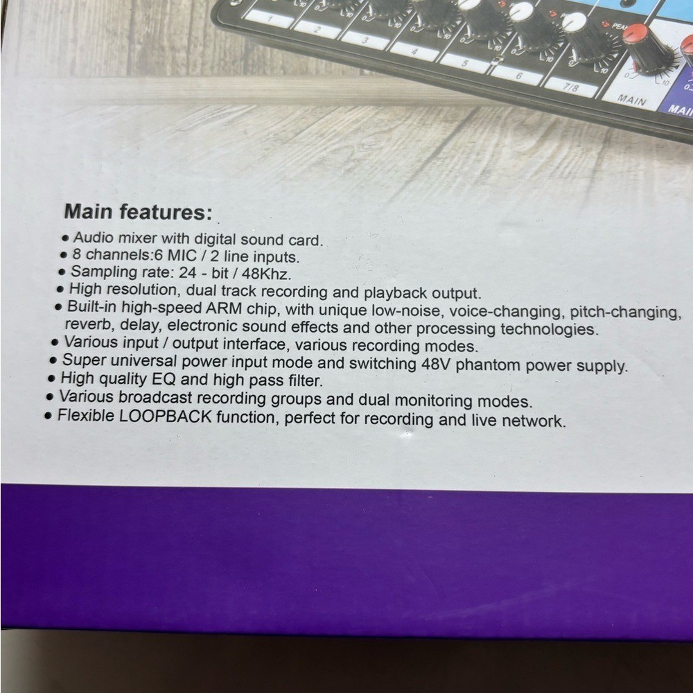 Teyun A8 professional 8-channel mixing console