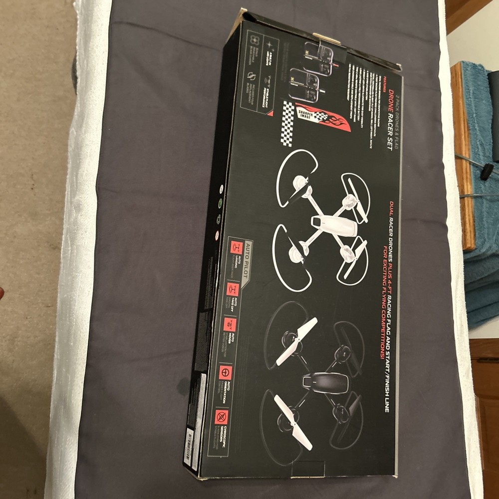 Sharper Image Dual 2 Pack Drones & Flag Racer Drone Set New In Open Box