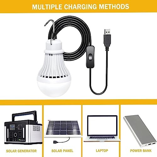 4 Pack USB Light Bulb, USB LED Camping Light Lantern, 8.2 ft Warmwhite-4pcs