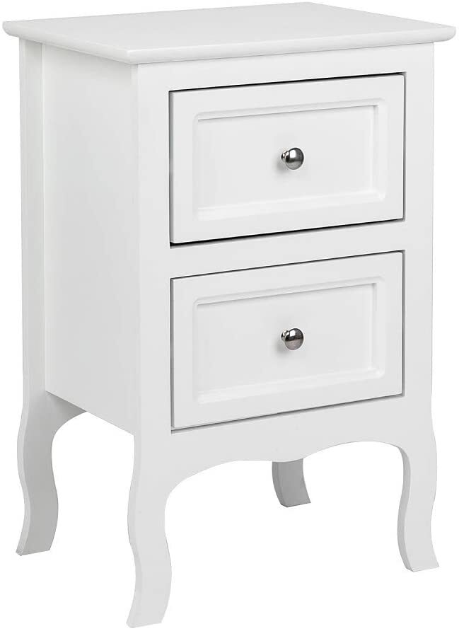 2Pcs Nightstand End Table with 2-Drawer Wood Simple Modern Sofa Couch Side Table