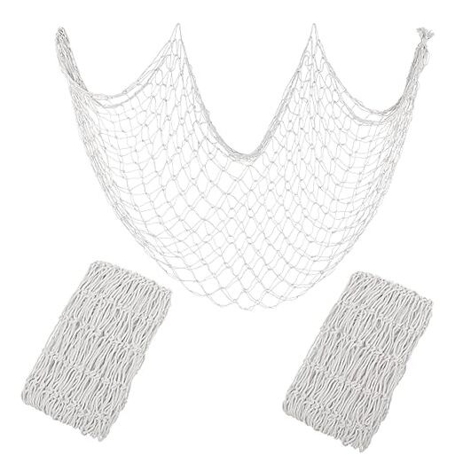 2 Pack Fish Net Decorations for Party Off White