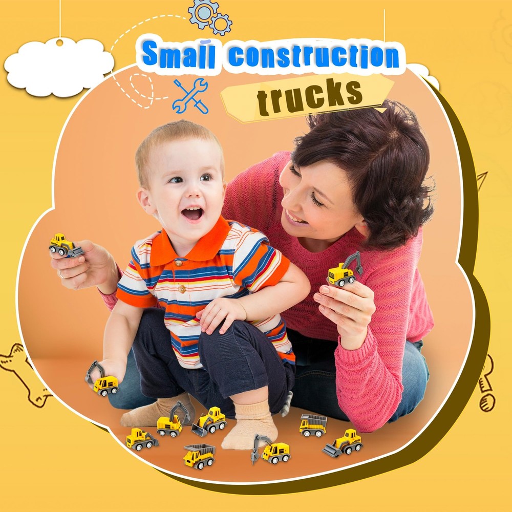 40 Pieces Mini Construction Vehicles Bulk Pull Back Trucks Engineering Vehicl...