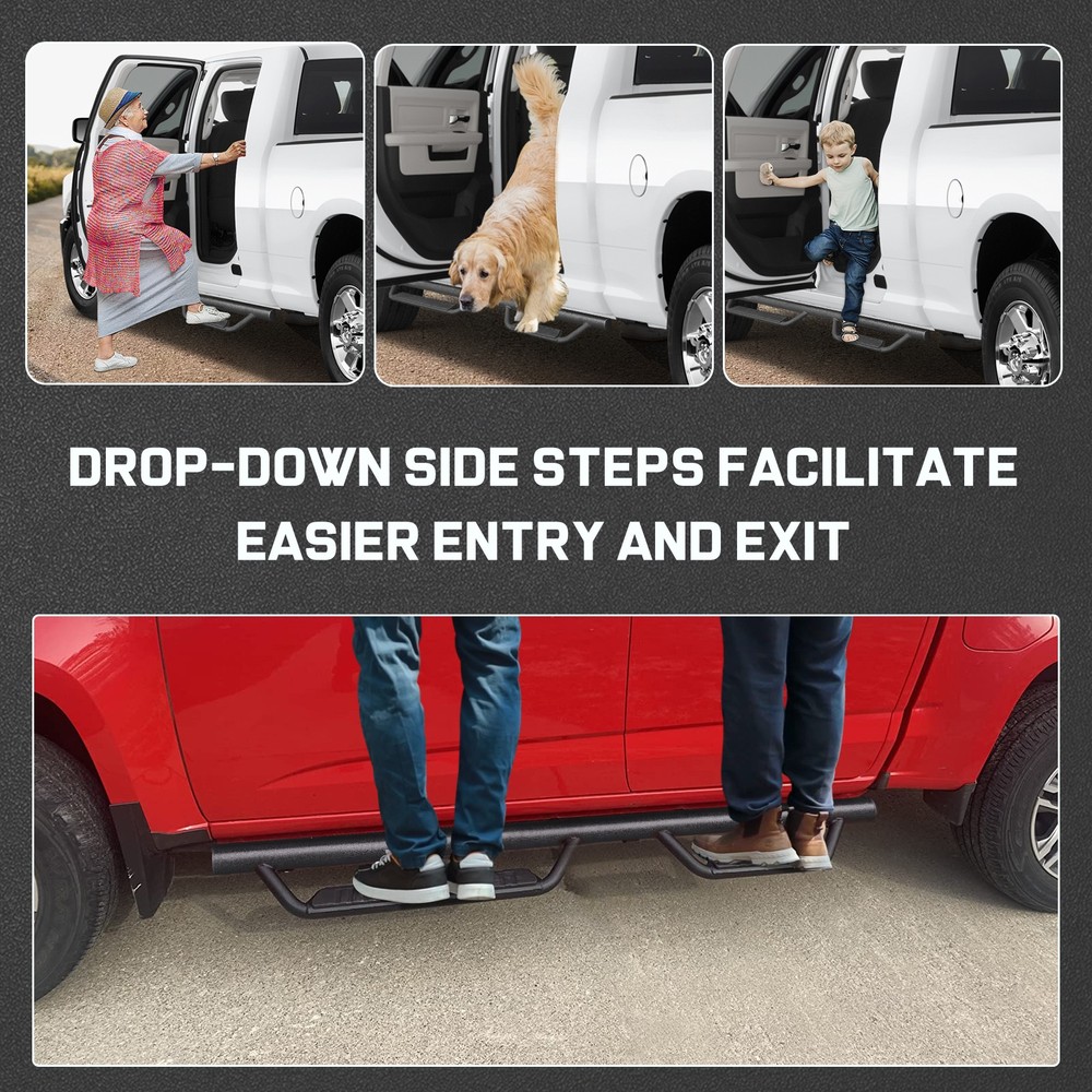 Drop Steps For 2015-2025 Colorado Double/Ext Cab Side Bars Running Boards