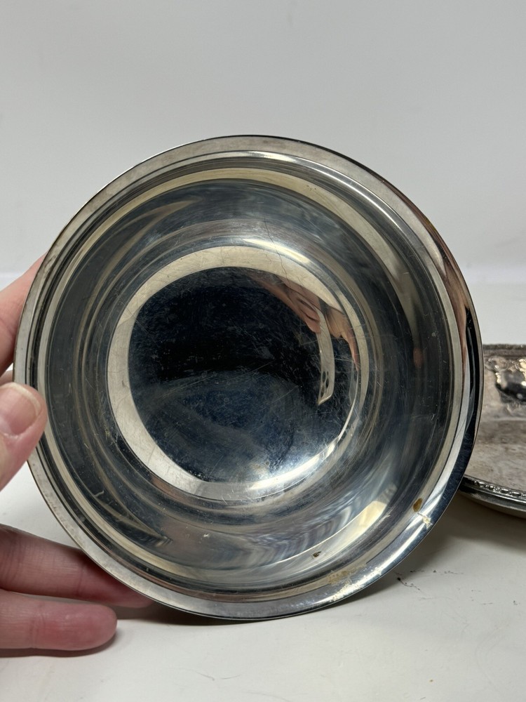 VNTG REED & BARTON Silver Plate Riviera Pattern 6" Bowl & Webster Wilcox Bowl