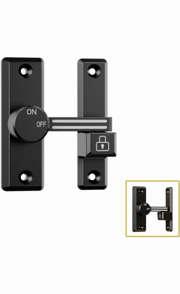 ETEKJOY Flip Latch Lock 90/180 Degree Left/Right-Opening Black Luminous At Night