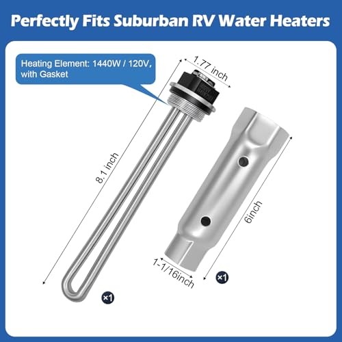 520900 RV Water Heater Element with 1-1/2" Element Wrench Kit Element + Wrench