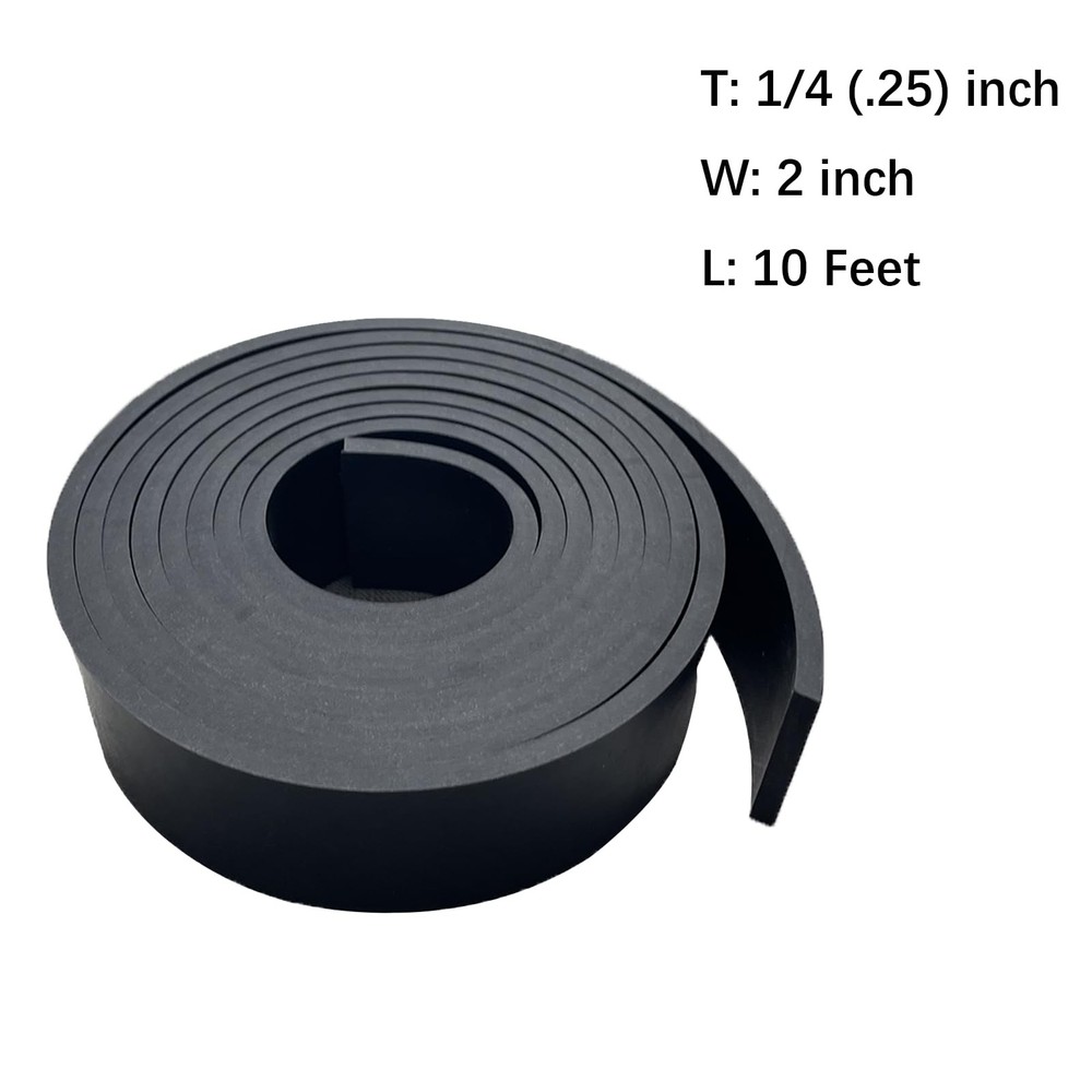 Thick Solid Rubber Strips Sheet Rolls 1/4 .25" Thick X 2" Wide X 10'Long Soli...