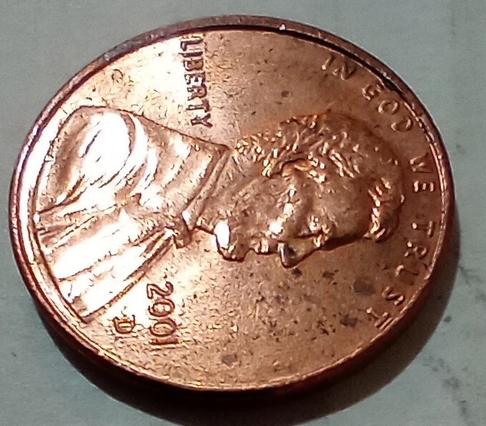 One Cent 2001 D Misaligned Die Obverse Error MAD DDO DDR