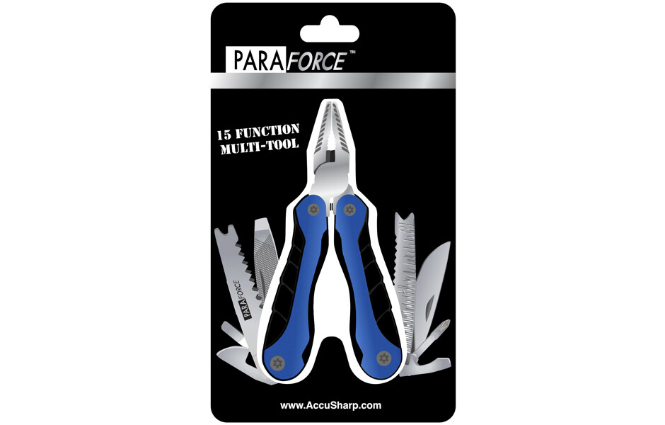 AccuSharp ParaForce Multi-Tool Blue Aluminum Handle Stainless Tools Incluided