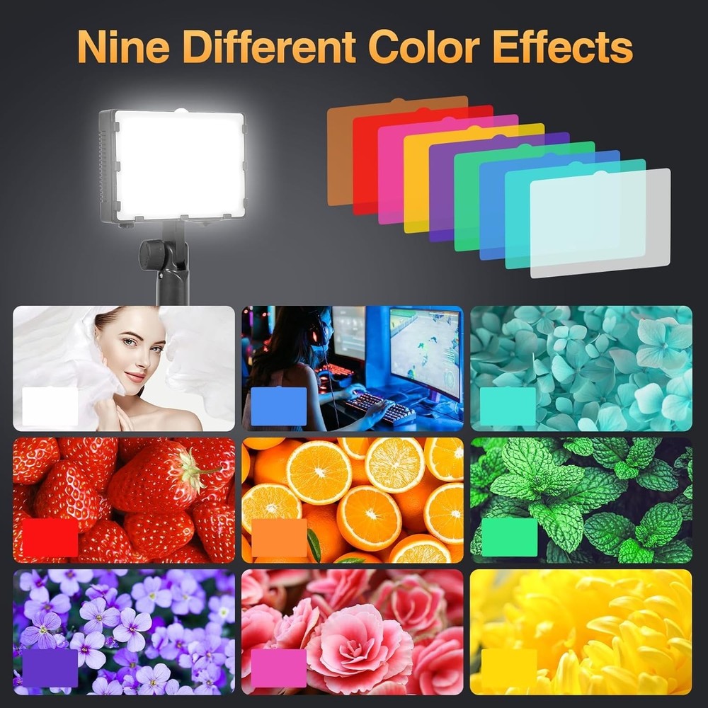 Continuous LED Studio Lighting Kit - 60 LEDs, 15W Brightness, Portable Design