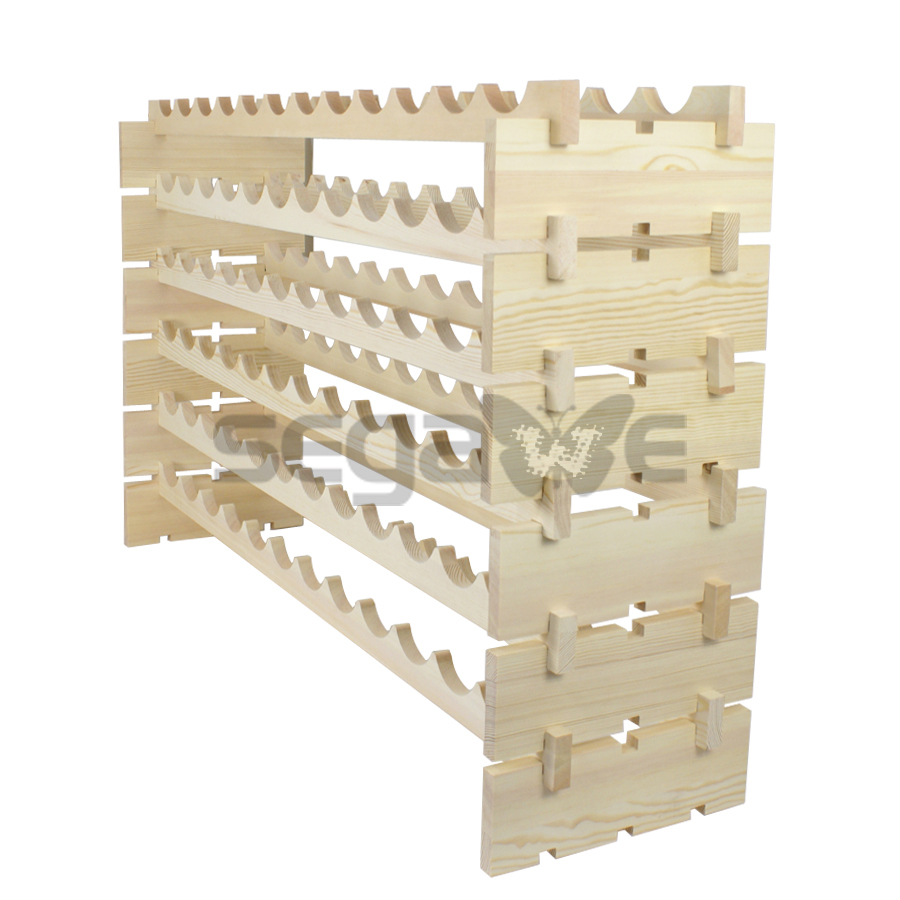 Holder Stackable Storage 72 Bottles Wine Rack 6 Tier Solid Wood Display Shelves