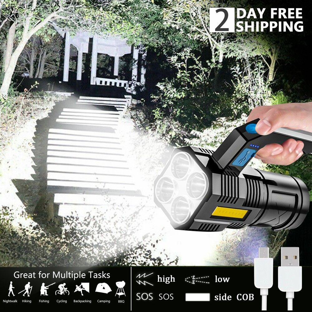Brightest 3500000LM 4-Modes Rechargeable LED Flashlight Powerful Tactical Torch