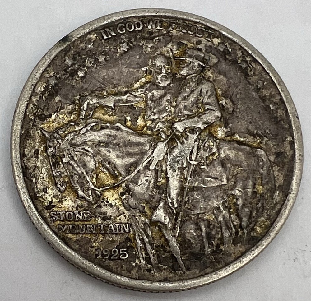 1925 Stone Mountain Commemorative Silver Half Dollar US Coin TONED!