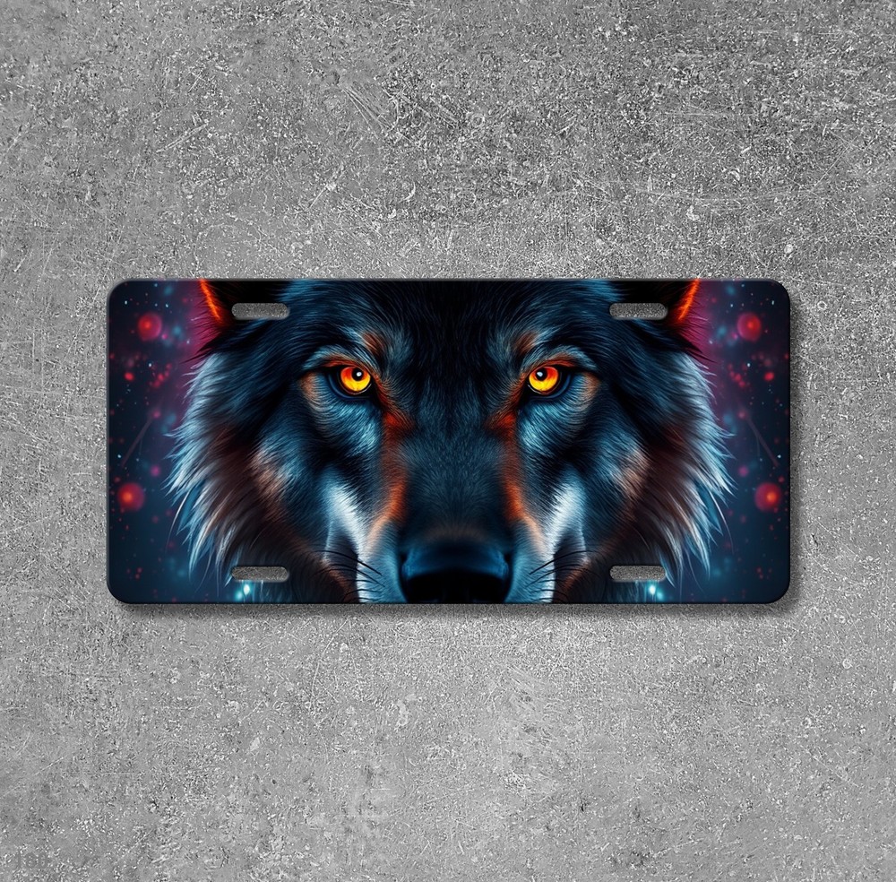 Intense Wolf License Plate Customizable Auto Tag Unique Gift