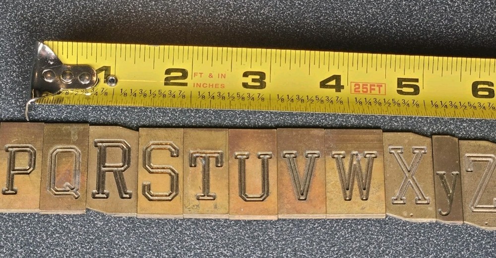 Double Line Block Engraving Font Set Letters - Brass - Complete