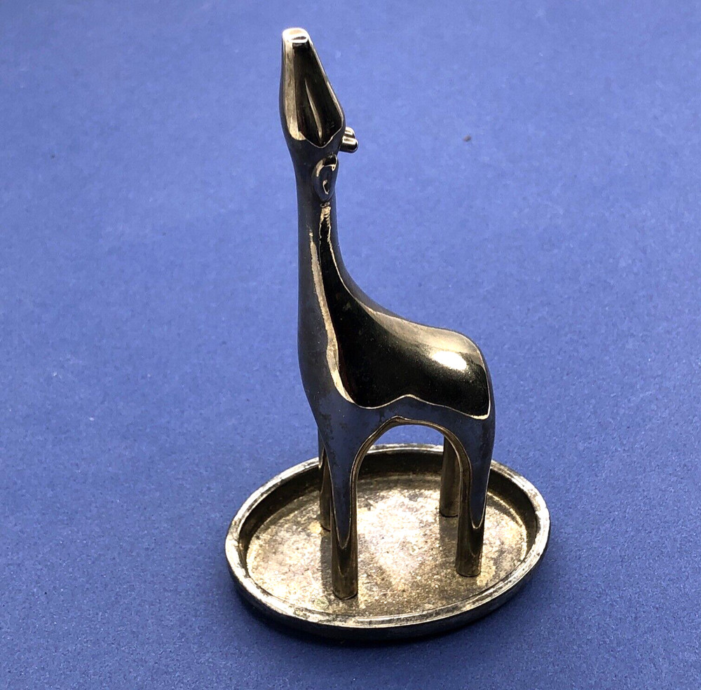 Giraffe Ring Holder Red Envelope Metal Silver Plated Trinket Dish