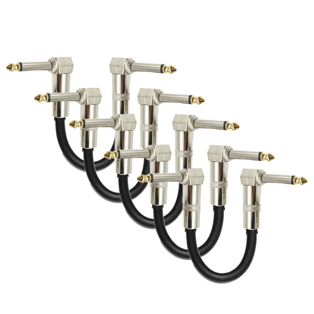 6PCS Guitar Effect Pedal Board Instrument Patch Cord Cables 6in Right Angle